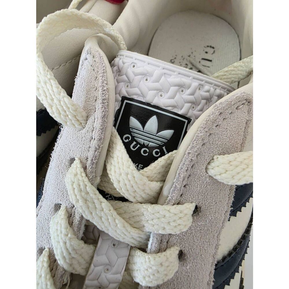 Adidas x GUCCI Gazelle Women's Sneakers-White, Blue, Red, and Tan Size 7 - Picture 2 of 11